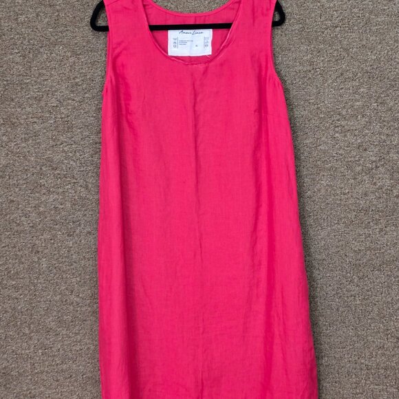 Amour Linen Norah Loose Linen Dress Viva Magenta Sz XL - Picture 5 of 7